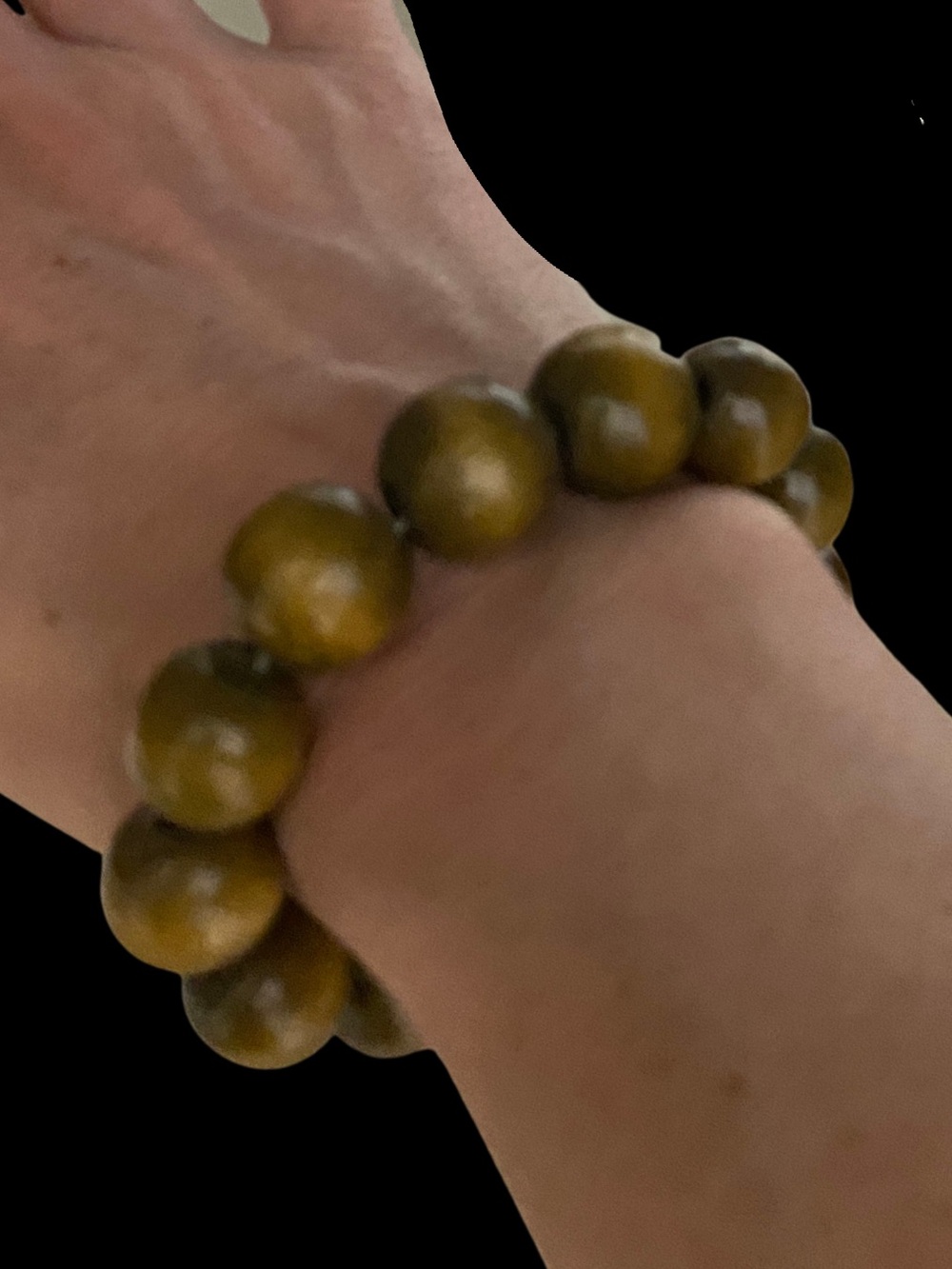 Vintage Wooden Beaded Stretch Bracelet in Walnut